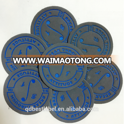 High quality custom jeans embossed logo leather label leather patch